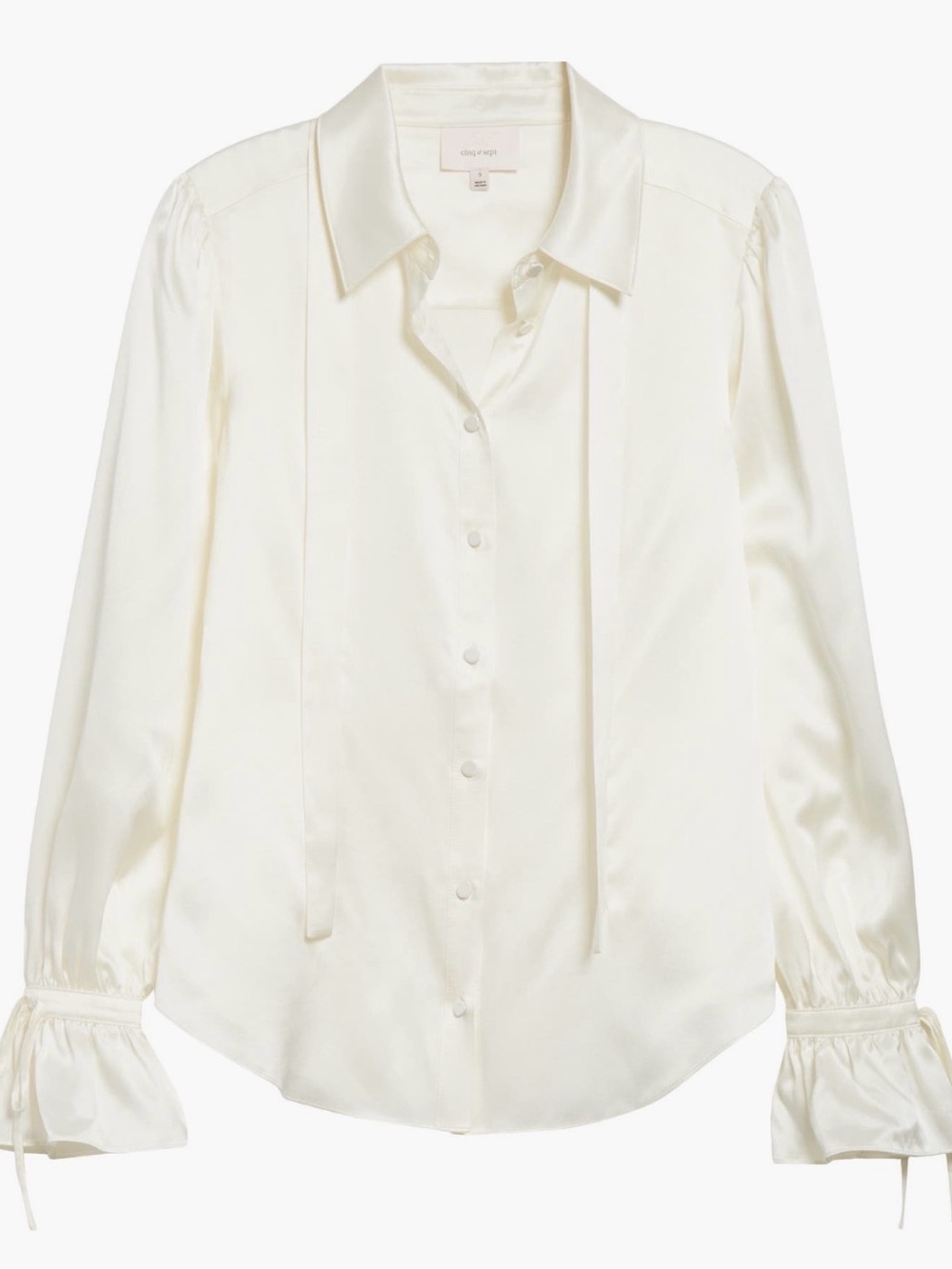 cinq a sept Cream Tie-Neck Silk Blouse